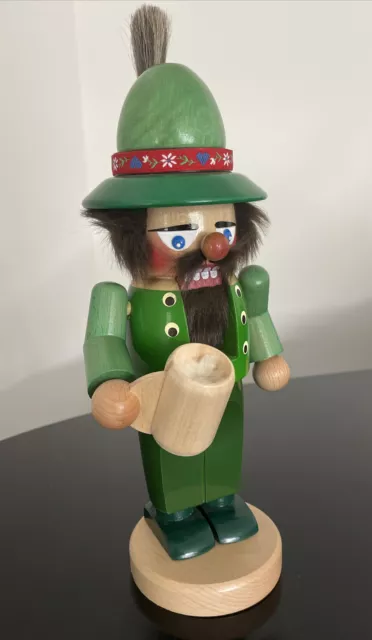 Handmade Steinbach German Bavarian Beer Mug Wooden Nutcracker All Green 13”