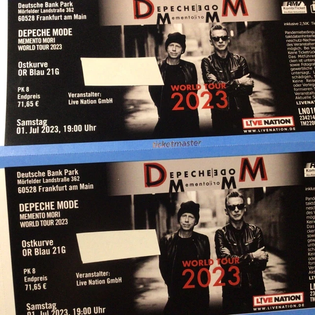 2 Karten Sitzplätze Depeche Mode Frankfurt Sa., 01.07.2023 Ostkurve Block 21G