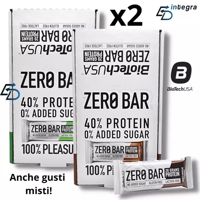 BIOTECH USA Zero Bar  20 X 2= 40 Barrette Proteiche da 50g Senza Carboidrati