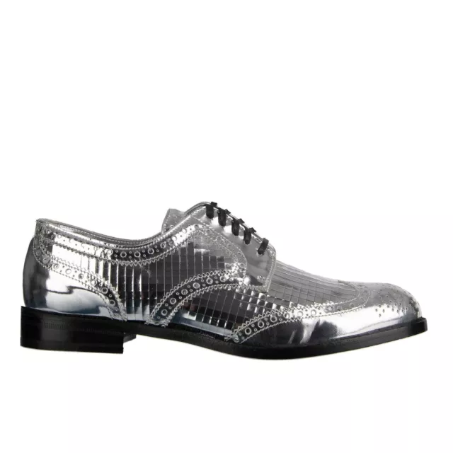 Dolce & Gabbana Disco Derby Brogues Shoes Boy Donna Patent Leather Silver 08242