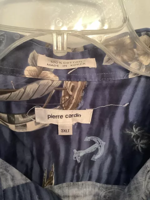 PIERRE CARDIN HAWAIIAN shirt 3XLT Blue $16.77 - PicClick