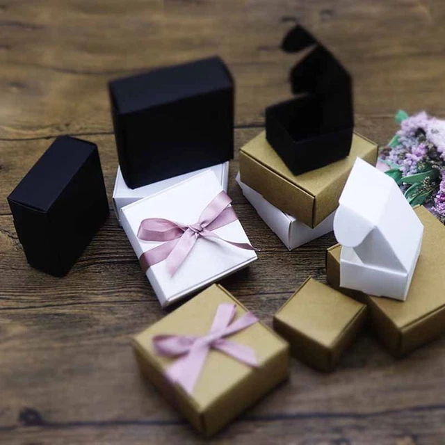 Handmade Jewelry Wrapping Kraft Paper Box Cardboard Package Candy Storage