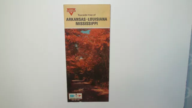 1970 Conoco Arkansas Louisiana Mississippi Touraide Travel Road Map