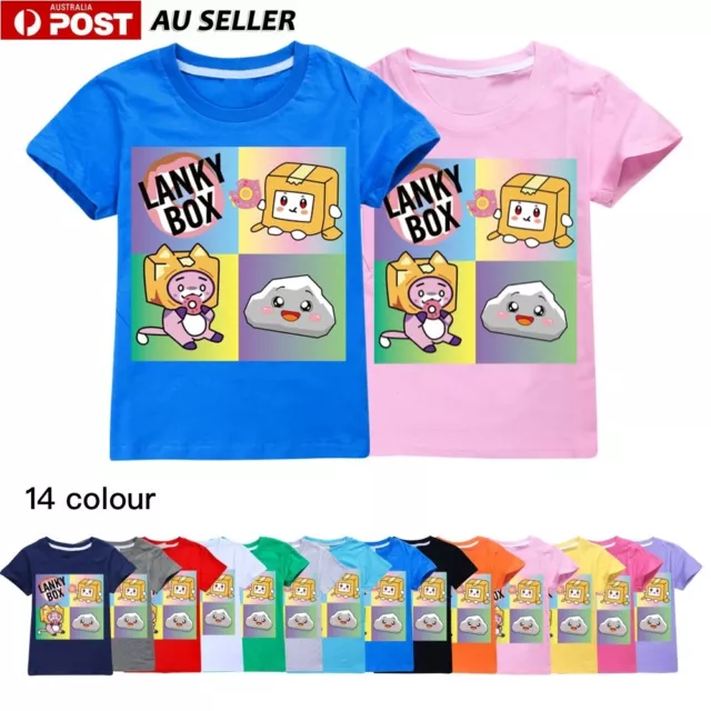 Kids Boys Girls LANKYBOX Print Casual Short Sleeve T-shirt Cotton Tshirt Top AU