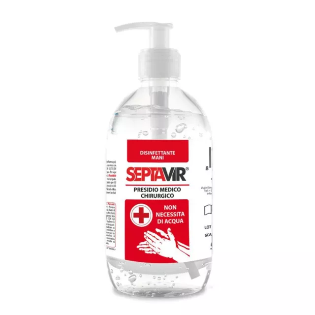 12 Gel igienizzante disinfettante per mani flacone da 500 ml con erogatore 2