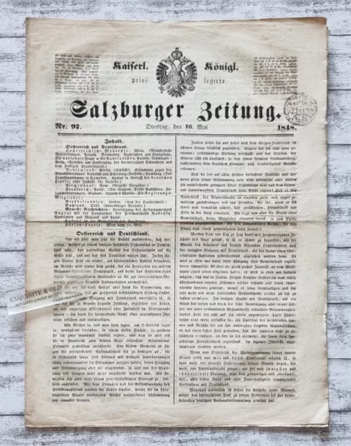 1848 Salzburger Zeitung Nr 97 Österreich Deutschland Monarchie Wien Revolution