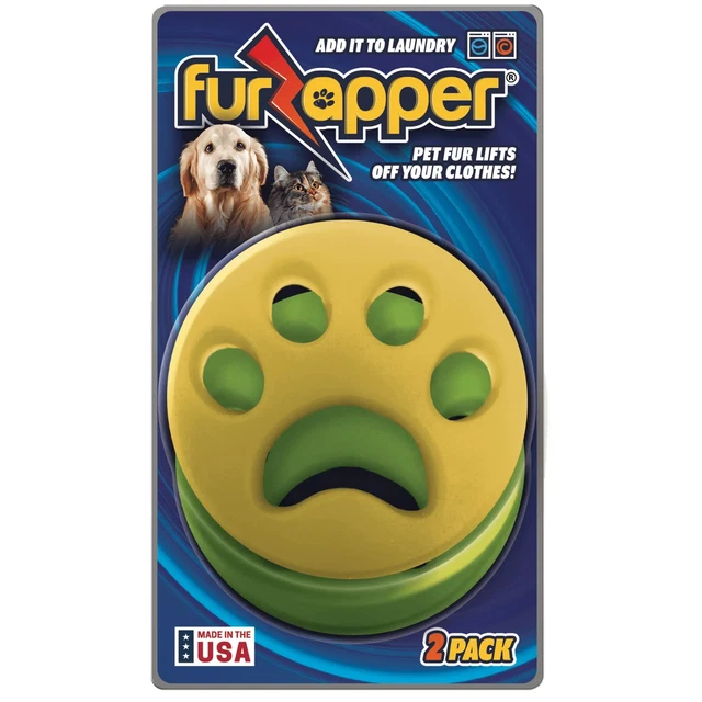 FurZapper Yellow Lint Remover Pet Hair Remover Self-cleaning Re-usable 2-Pack
