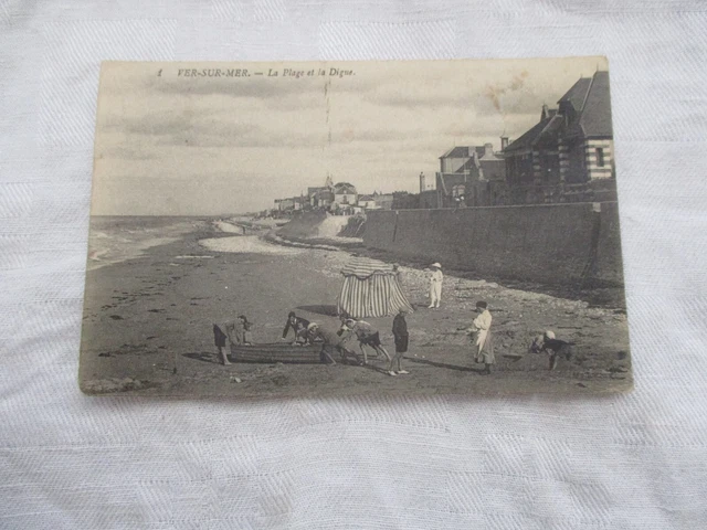 Cpa Calvados 14 Ver Sur Mer Beach Et Dike
