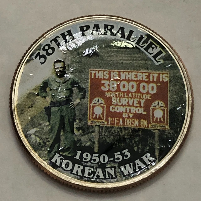 Colorized Kennedy half dollar. 38TH PARALLEL. KOREAN WAR 1650-1953. #59