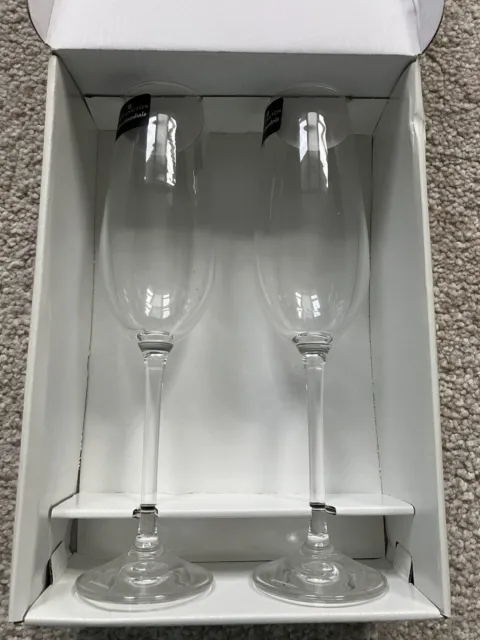 Dartington Glass Champagne Prosecco Flutes glasses x 2 New & Boxed