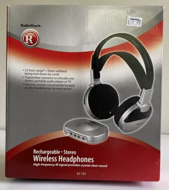 Radio Shack Rechargeable Stereo Wireless Headphones With Transmitter 33-125