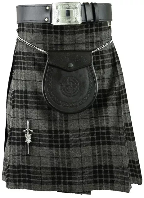 Grey Scottish Mens Kilt Tartan Kilts Traditional Highland dress