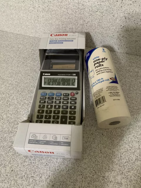 Canon Palm Size Printing calculator P1-DH V 12 Digits Time New In Box