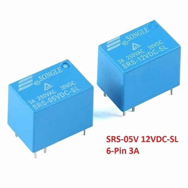 SONGLE SRU-05V DC Power Relays - 12V / 24V / 5V - 5-Pin 10A 22F For PCB (Multiple Options)
