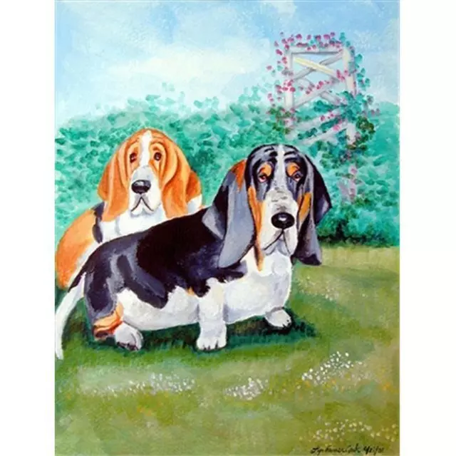 Carolines Treasures 7061CHF Basset Hound Double Trouble Flag Canvas House Size