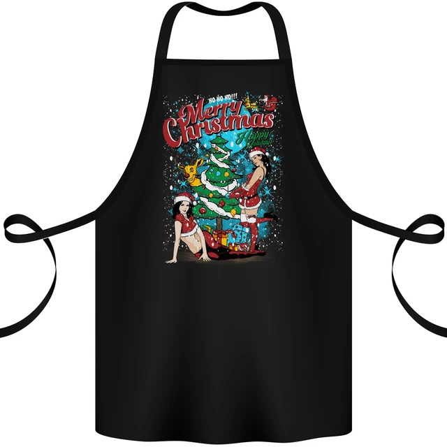 Sexy Merry Christmas Funny Christmas Cotton Apron 100% Organic