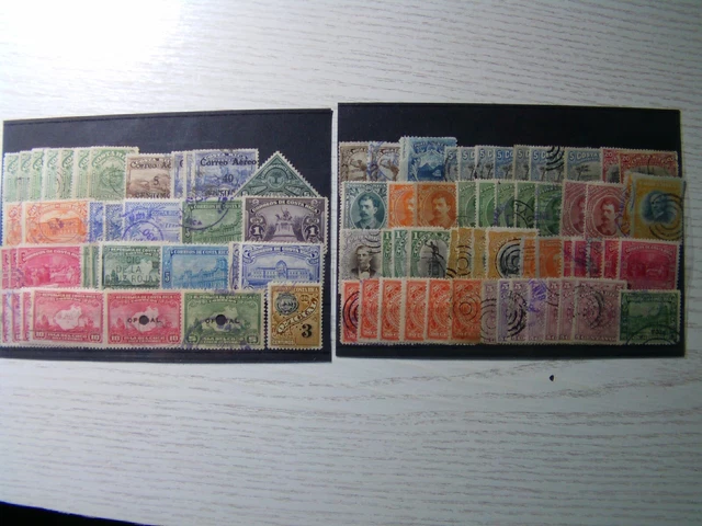 2 Steckkarten voll mit Marken von Costa Rica, unterschiedliche Erhaltung