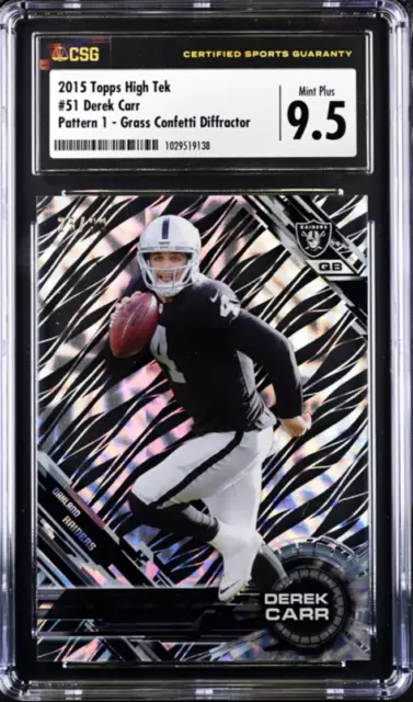 ⭐️ DEREK CARR 2015 Topps High Tek #51 CSG 9.5 MINT+ Graded Card /99 🔥🔥