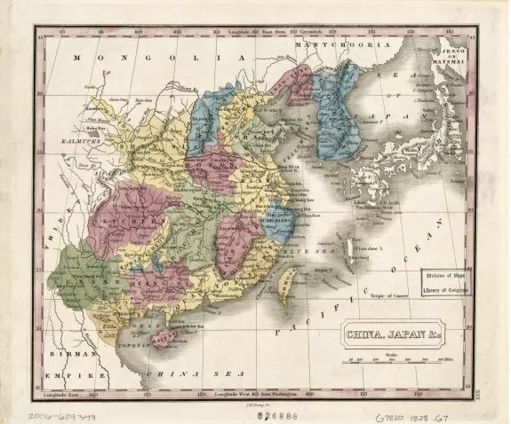 1828 Map| China, Japan, &c| China|Japan Map Size: 20 inches x 24 inches |Fits 20