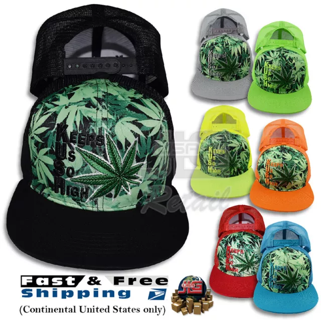 KUSH hat Trucker Mesh Baseball cap Flat Marijuana Weed Snapback Keep Us So High