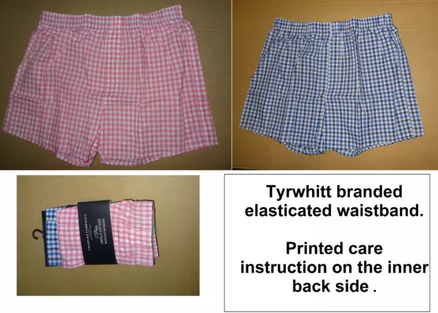 Charles Tyrwhitt Mens Cotton Woven Boxers/Shorts/Underwear Brand New Size M: 2pk