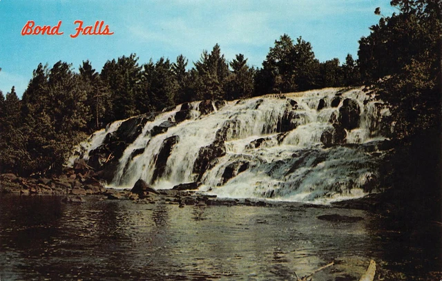 Bond Falls Michigan Ontonagnon River Upper Peninsula UP Vintage Postcard P6