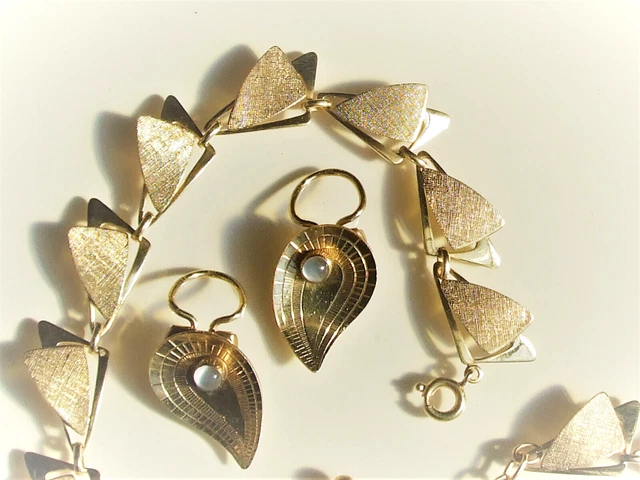 LOT De Bijoux Anciens Des Années 1950 - Plaqué Or Et Pierre Mauve - B.O Clip Et Bague T.57