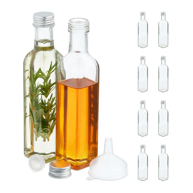 YBCPACK Lot de 12 petites bouteilles en verre à remplir, Bocaux Verre - 60 ml - Avec entonnoir, étiquettes et stylo, parfaites pour le gingembre, le YBCPACK Lot de 12 petites bouteilles en verre à remplir, Bocaux Verre - 60 ml - Avec entonnoir, étiquettes et stylo, parfaites pour le gingembre, le