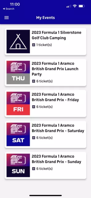 Weekend Silverstone Formula 1 General Admission Tickets Inc Launch Party