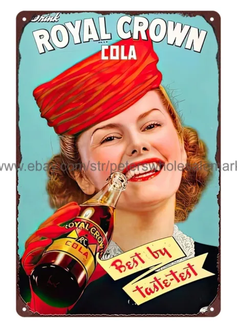 1940s Royal Crown Cola soda pop metal tin sign metal wall decorative