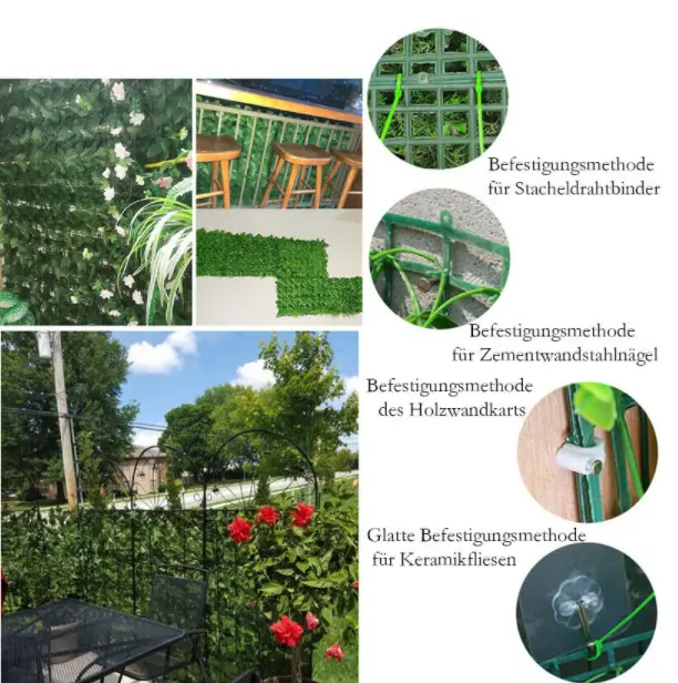 Künstlich Efeu Blatt Zaun Hecke Garten Wanddekoration Pflanzen Sichtschutz Deko 2