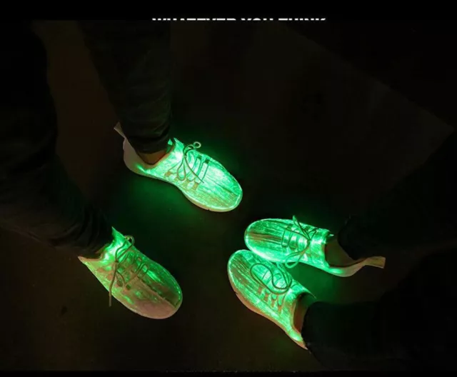 Led Fiber Optic Shoes Kids Adults Usb Recharge Glowing Sneakers Light Up Shoes #