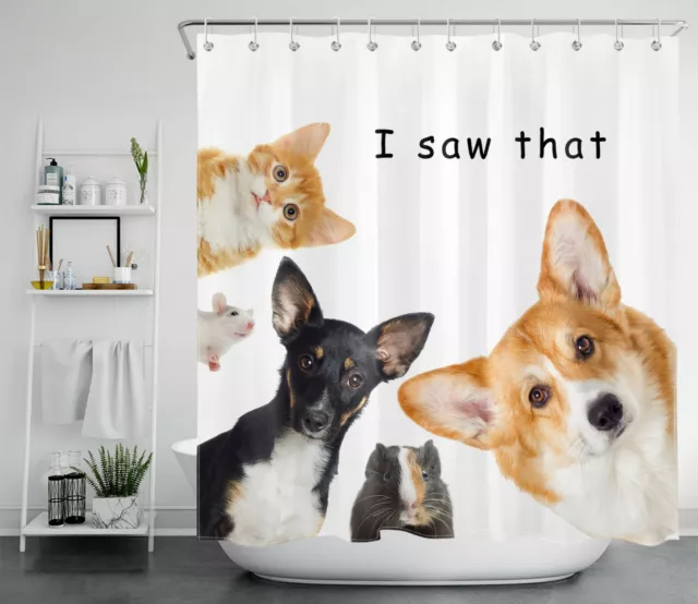 Cute Hamster Cat Dog Shower Curtain Funny Pet Animal Bathroom Accessories Set 3