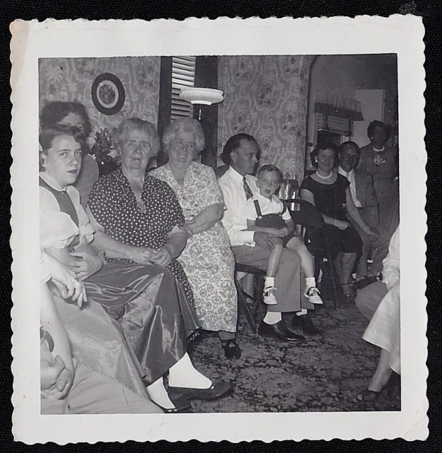 Vintage Antique Photograph Group of People in Retro Room - Boy in Saddle Shoes