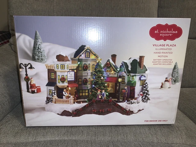 St. Nicholas Square Village Plaza 145TXVH18 Illuminated Motion Christmas NEW