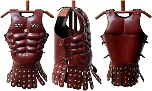 Medieval Leather Greek Muscle Armor Cuirass - One Size Brown Armour