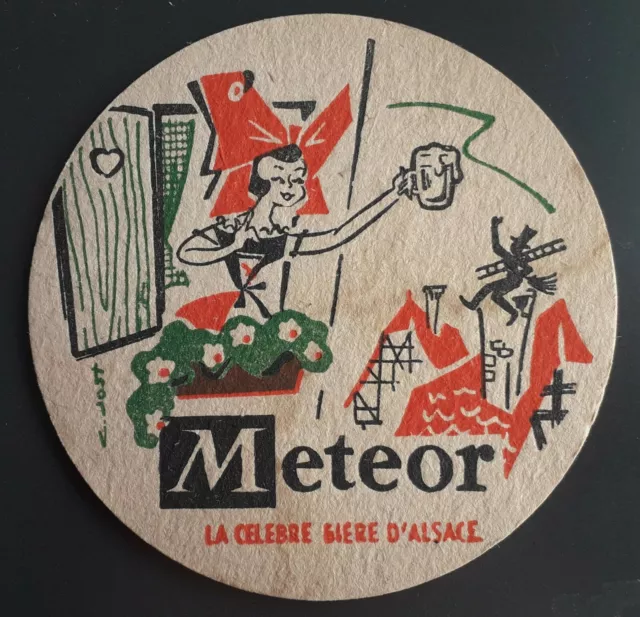 Sous-bock METEOR . " La célèbre bière d'ALSACE ". C.JOST . Vert