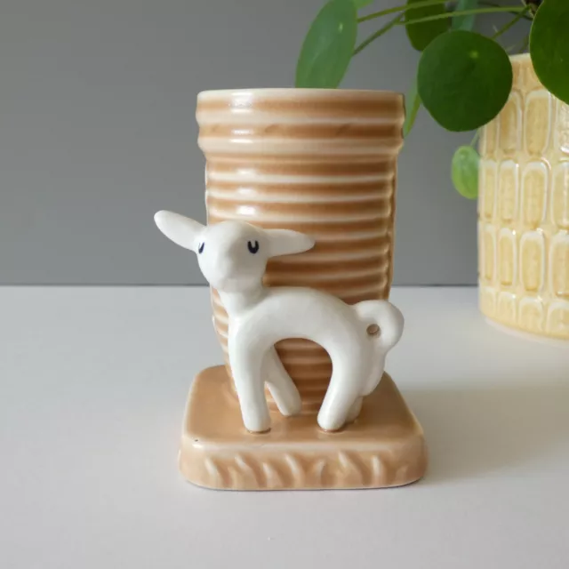 Vintage Sylvac Spill Vase Lamb Sheep Mid Century Cute Kitsch Retro Decor 2658