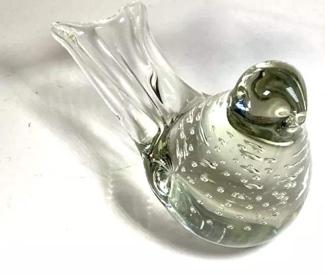 PAPERWEIGHT of a BIRD: Hand-Blown Solid Glass Merano-style figurine". Mint