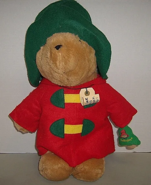 VTG 1998 Paddington Bear 17" Red Coat Green Hat W/Original Tag Granny's Estate