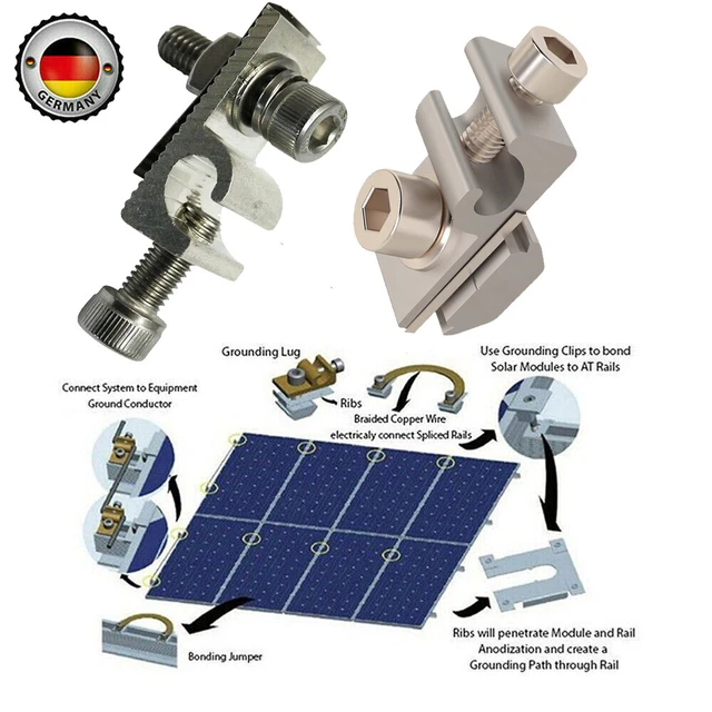 FANTASTICO!!! Morsetto di messa a terra alluminio acciaio inox pannello solare fotovoltaico morsetto di messa a terra per profilo in alluminio