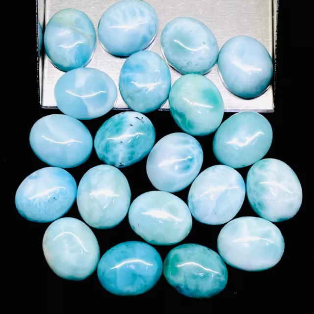 20 Pcs Natural Larimar 12x10mm Oval Loose Cabochon Untreated Gemstones 116 Cts 3