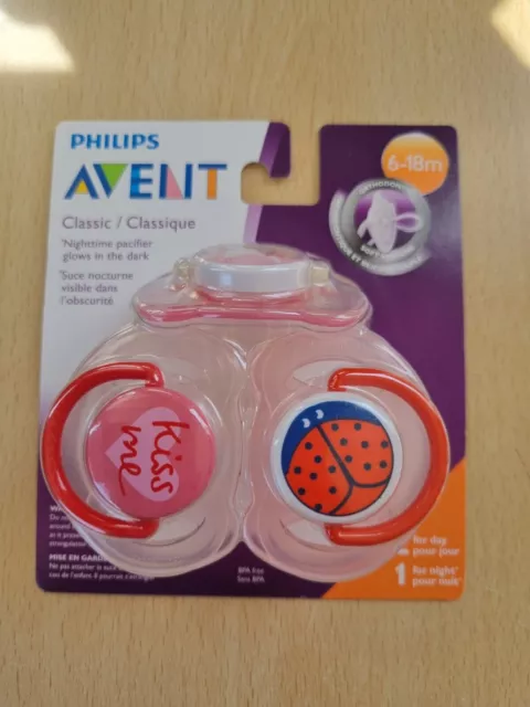 Philips AVENT Dummies - 3 Pack - PINK BRAND NEW - 6-18 Months - Glow In The Dark