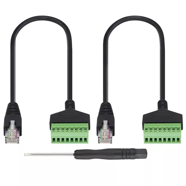 2x RJ45 Male to 8 Pin AV Bolt Screw Terminal Solderless Ethernet CCTV DVR Cable