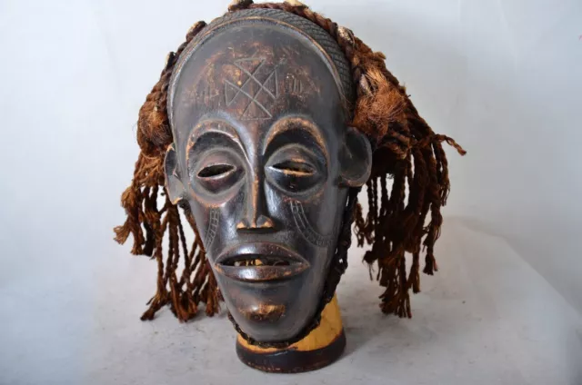 African tribal art, Chokwe Mask Mwana Pwo with Headdress African Art