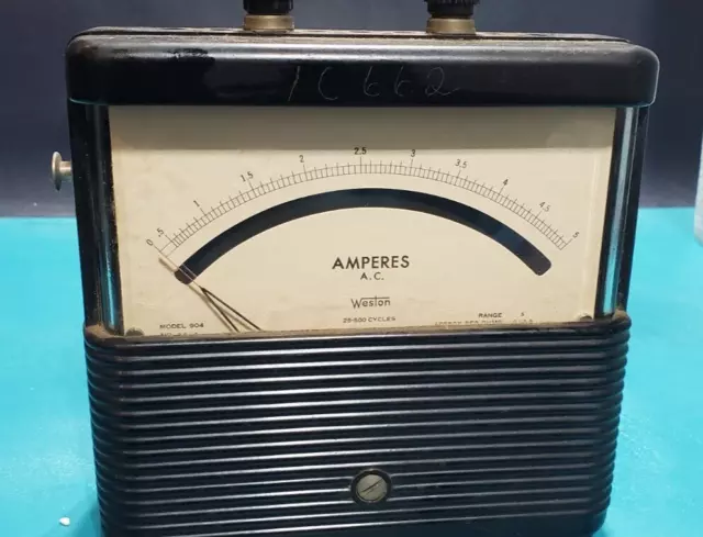 LARGE VINTAGE ELECTRICAL Weston AMPERES GAUGE  Steampunk Old Antique Amps Meter