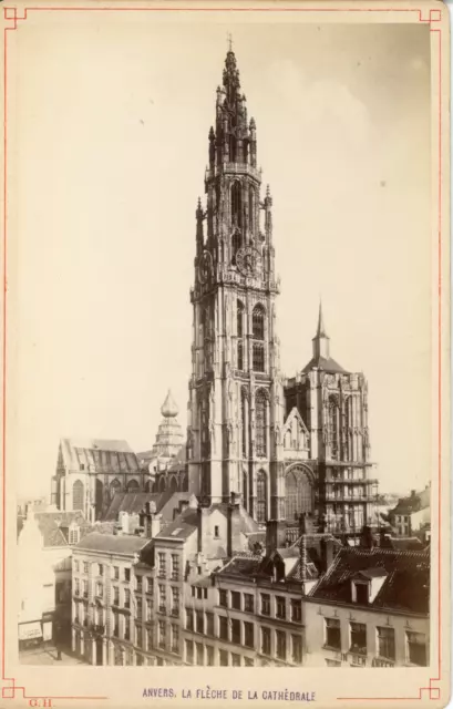 Belgique, Anvers, La flèche de la Cathédrale, ca.1880, Vintage albumen print  Vi