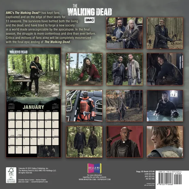 Sellers Publishing AMC The Walking Dead® 2023 Wall Calendar w 2