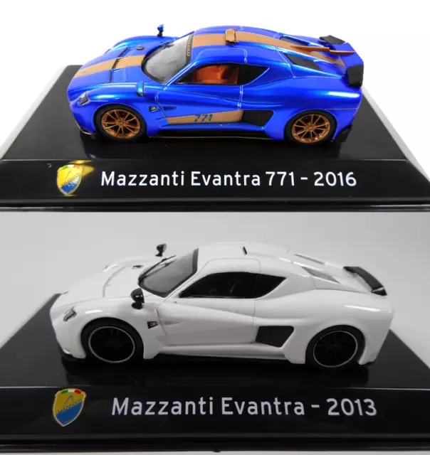 Lot de 2 Voitures de Sport Mazzanti 1/43 IXO Collection Supercars Diecast SL4