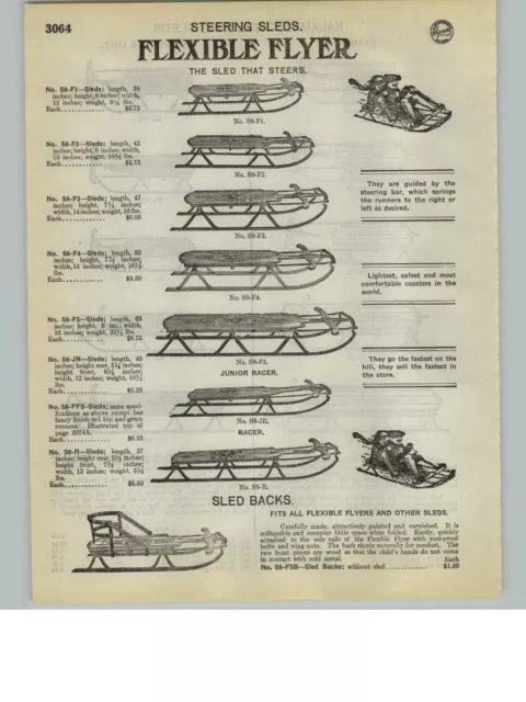 1932 PAPER AD Flexible Flyer Kalamazoo Steering Snow Sled